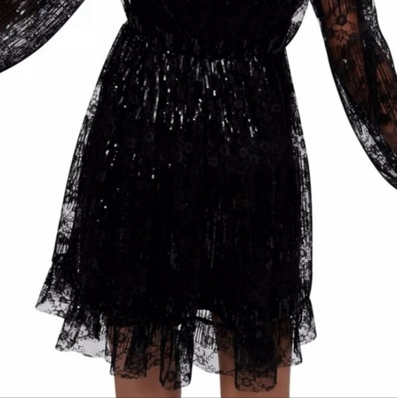 Maje Reville Black Pleated Lace Sequin Dress SZ S - Picture 4 of 15